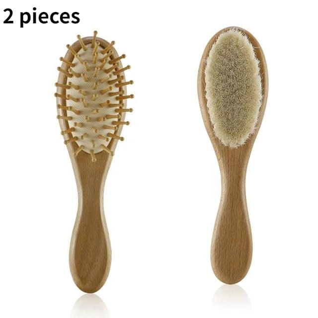 Coffret brosse à cheveux en bois pour bébé, masseur de tête + peigne - Cherubin