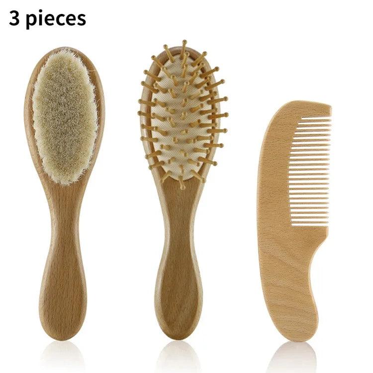 Coffret brosse à cheveux en bois pour bébé, masseur de tête + peigne - Cherubin