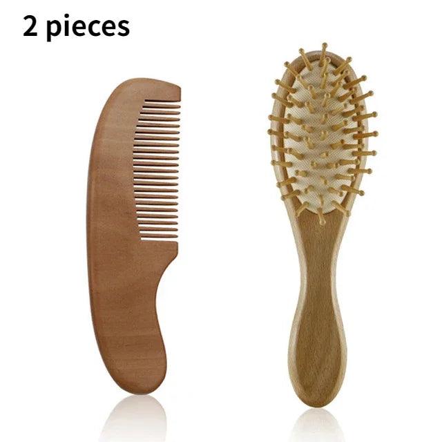 Coffret brosse à cheveux en bois pour bébé, masseur de tête + peigne - Cherubin