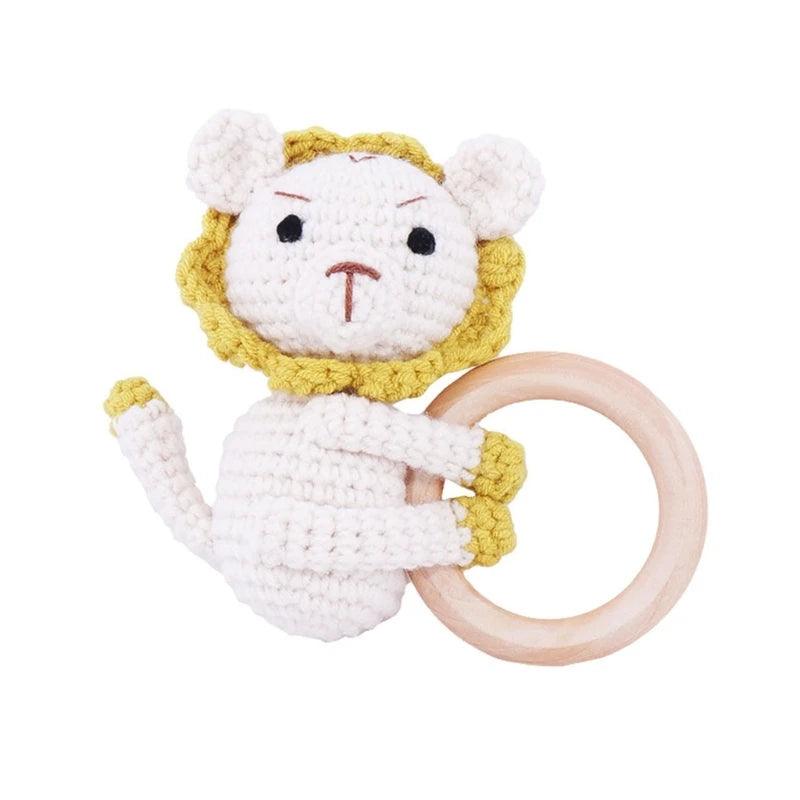 Hochet en peluche pour bébé à motif animal fait main - Cherubin