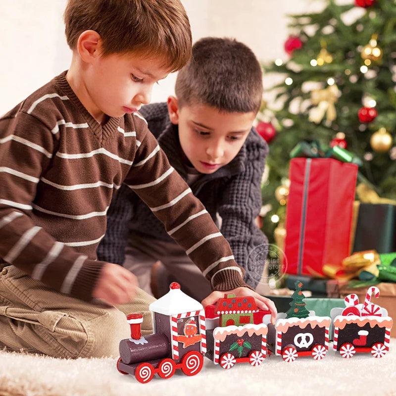 Train de Noël en Bois - Plusieurs coloris - Cherubin