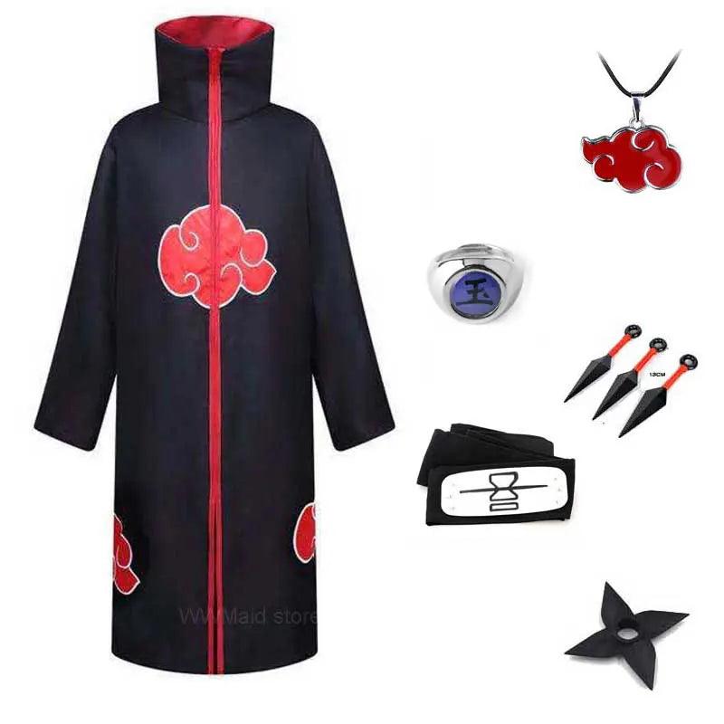 Robe Akatsuki Cosplay, Costume Naruto avec Bague et Bandeau - Cherubin