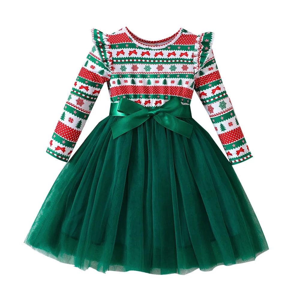 Robe de Noël Imprimée avec Arbre et Flocon de Neige - Cherubin