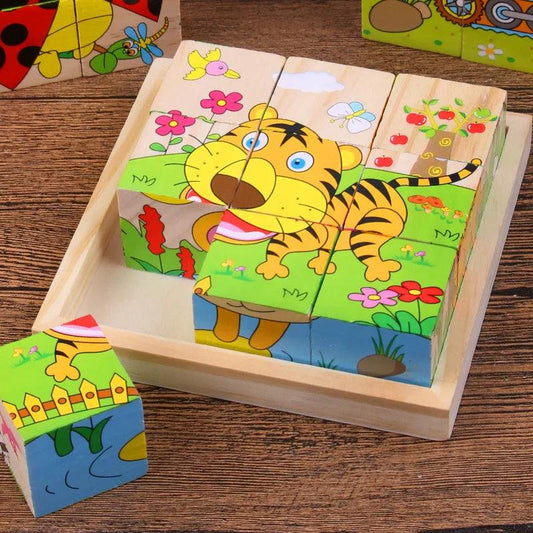 Cube en bois à six côtés pour bébé et enfant - Jeux Montessori - Cherubin