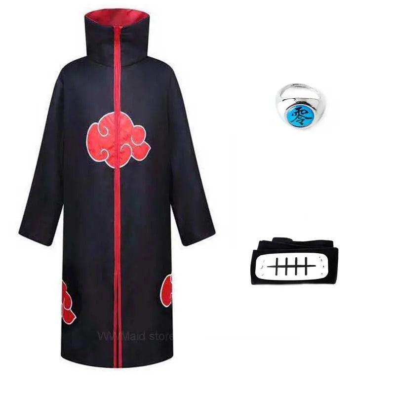 Robe Akatsuki Cosplay, Costume Naruto avec Bague et Bandeau - Cherubin