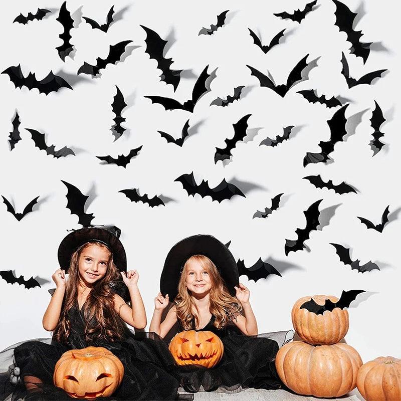 Autocollants Muraux Chauve-Souris Noire pour Halloween - Cherubin