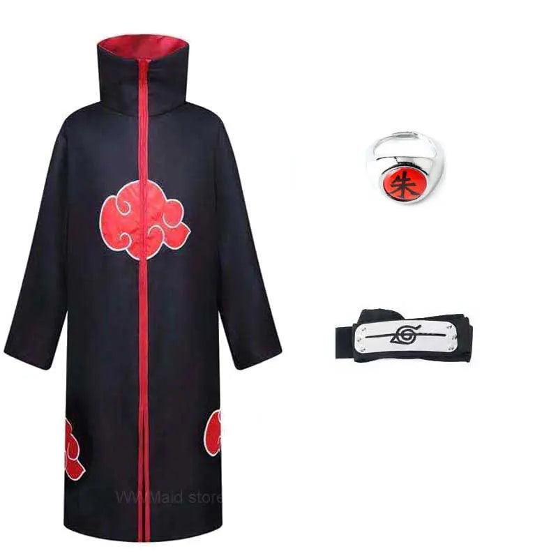 Robe Akatsuki Cosplay, Costume Naruto avec Bague et Bandeau - Cherubin