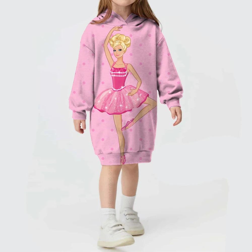 Robe Pull à Capuche Imprimée Princesse Barbie - Cherubin