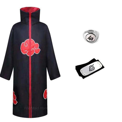 Robe Akatsuki Cosplay, Costume Naruto avec Bague et Bandeau - Cherubin