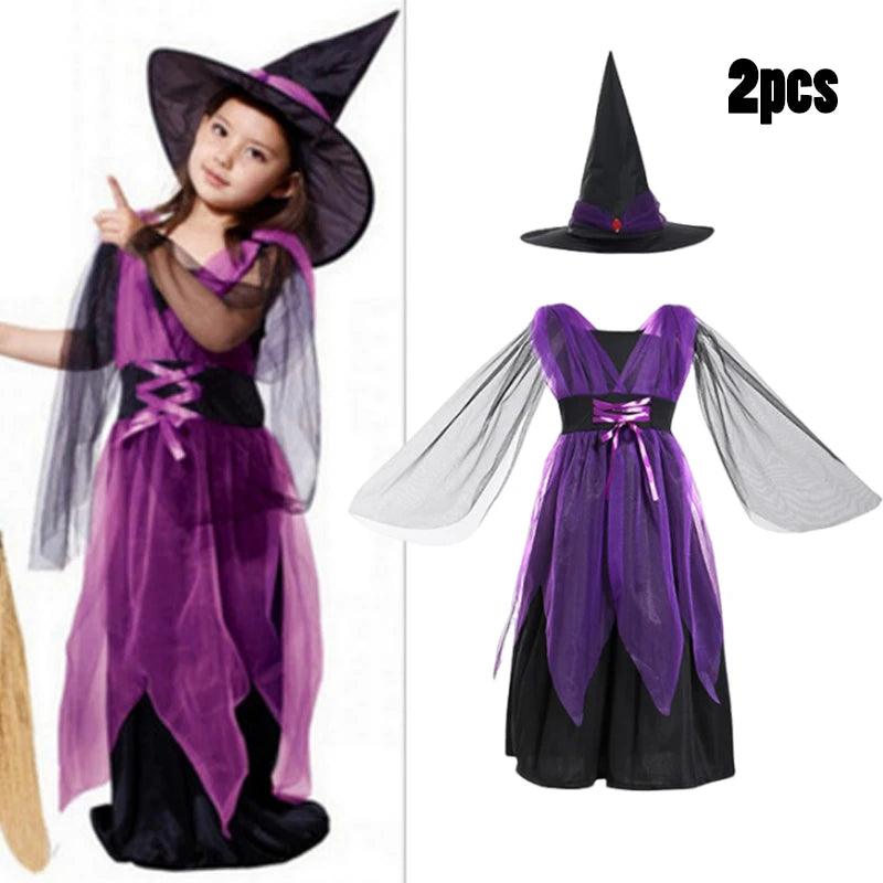 Tenue de sorcière pour enfant - Thème Halloween - Cherubin