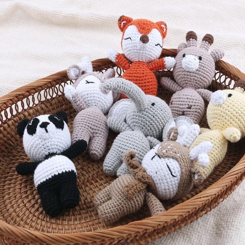 Hochet en peluche pour bébé à motif animal fait main - Cherubin