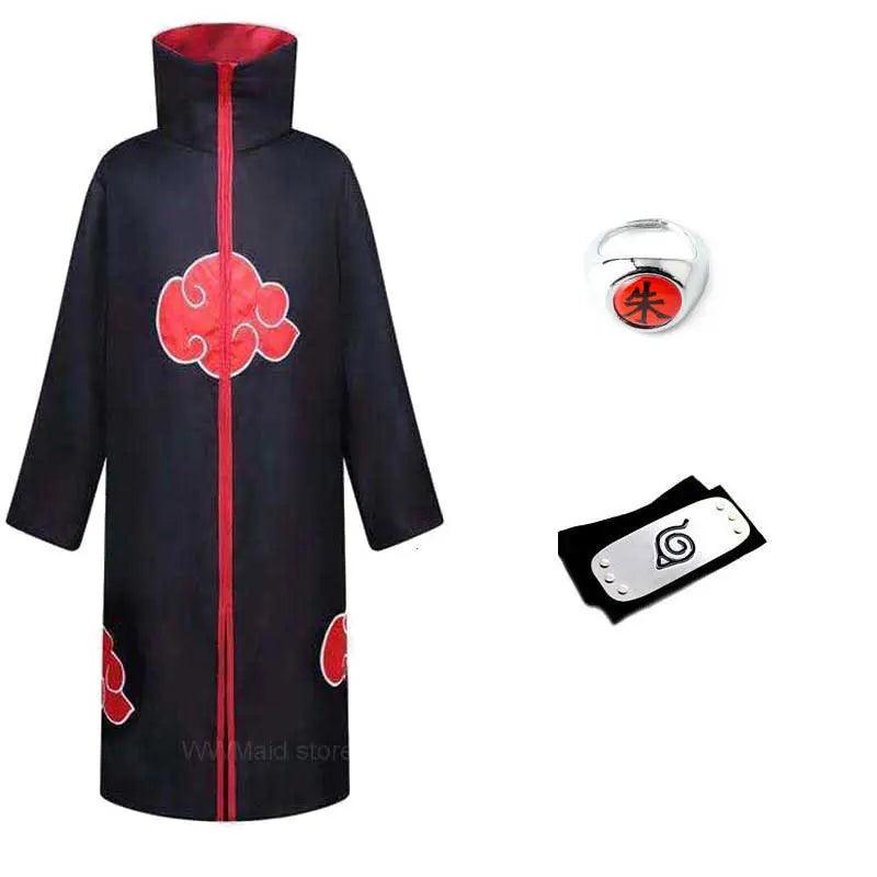 Robe Akatsuki Cosplay, Costume Naruto avec Bague et Bandeau - Cherubin