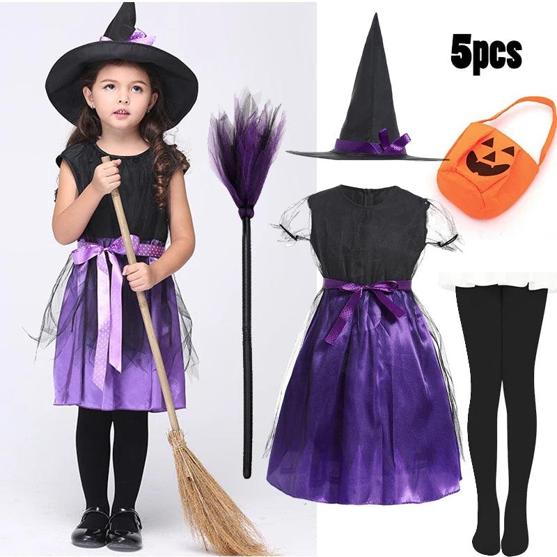 Tenue de sorcière pour enfant - Thème Halloween - Cherubin