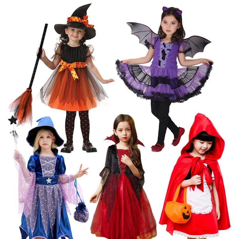 Costume sorcière, petit chaperon rouge et vampire. Le parfait cosplay Halloween pour votre fille - Cherubin