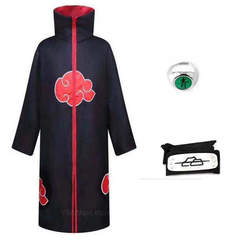 Robe Akatsuki Cosplay, Costume Naruto avec Bague et Bandeau - Cherubin