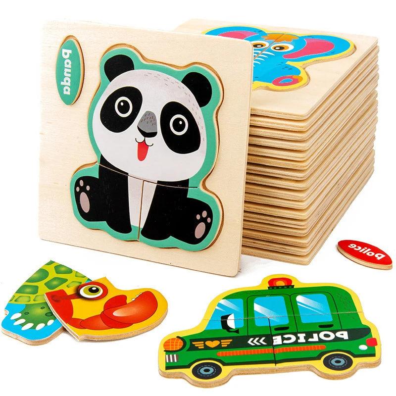 Puzzle 3D en Bois Montessori pour bébé - Cherubin