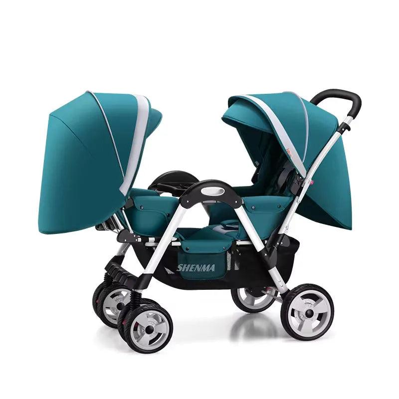 Poussette double bébé ajustable et multifonction - Cherubin